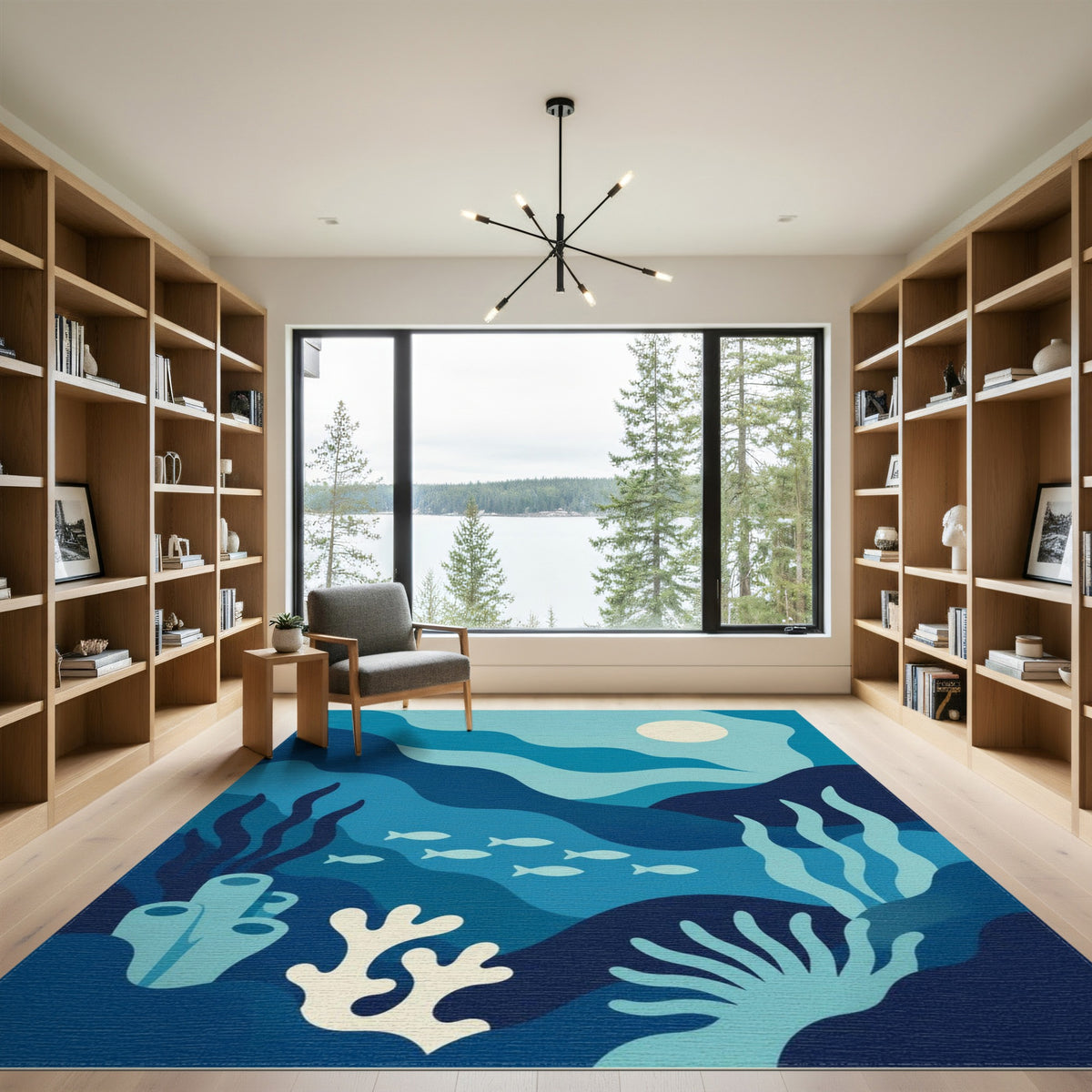 Ocean Waves Coral Reef Area Rug