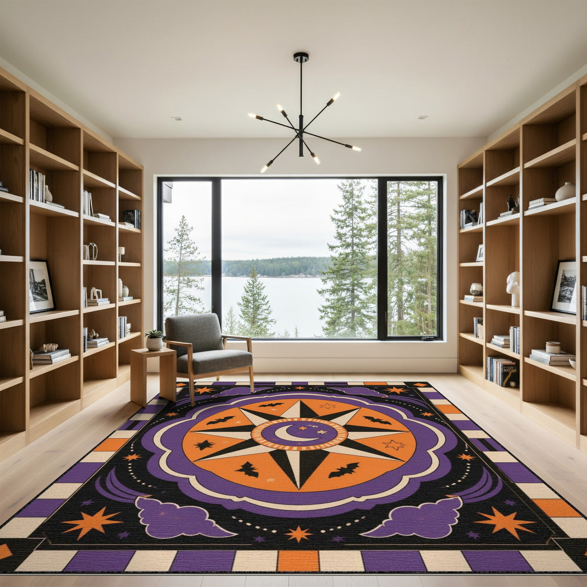 Purple Celestial Star Halloween Area Rug