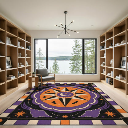 Purple Celestial Star Halloween Area Rug