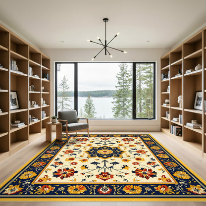 Vibrant Multi-Color Floral Medallion Area Rug