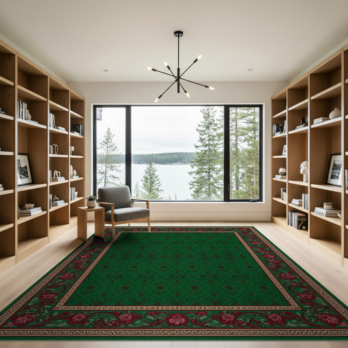 Green Traditional Persian Floral Area Rug