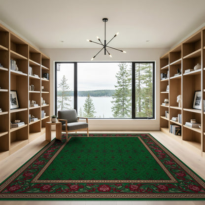 Green Traditional Persian Floral Area Rug