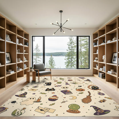 Halloween Ghost Cat Kids Cartoon Washable Area Rug