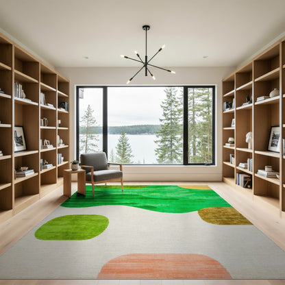 Green Abstract Wavy Area Rug