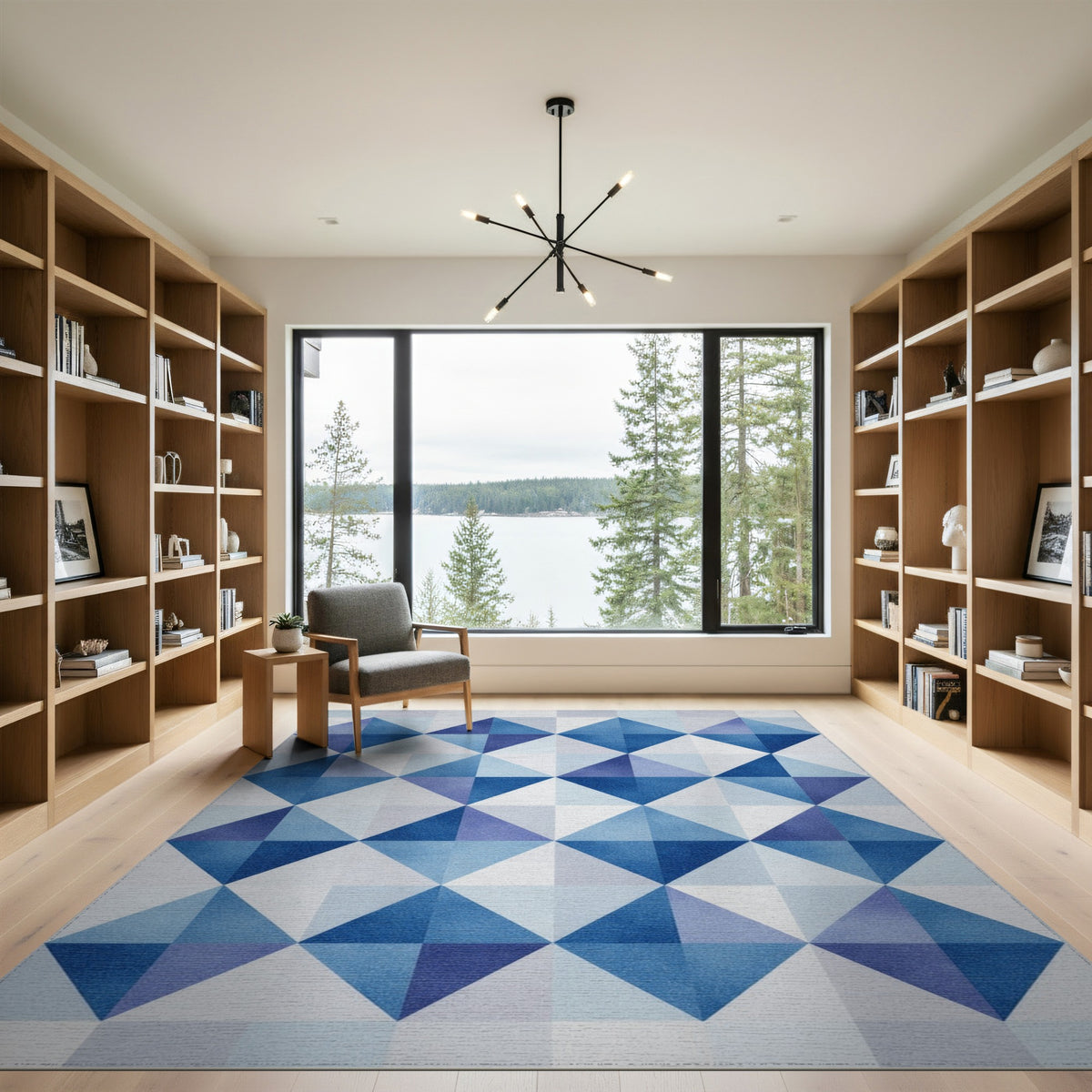 Blue Geometric Diamond Area Rug