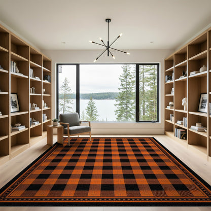 Bold Orange Buffalo Check Area Rug