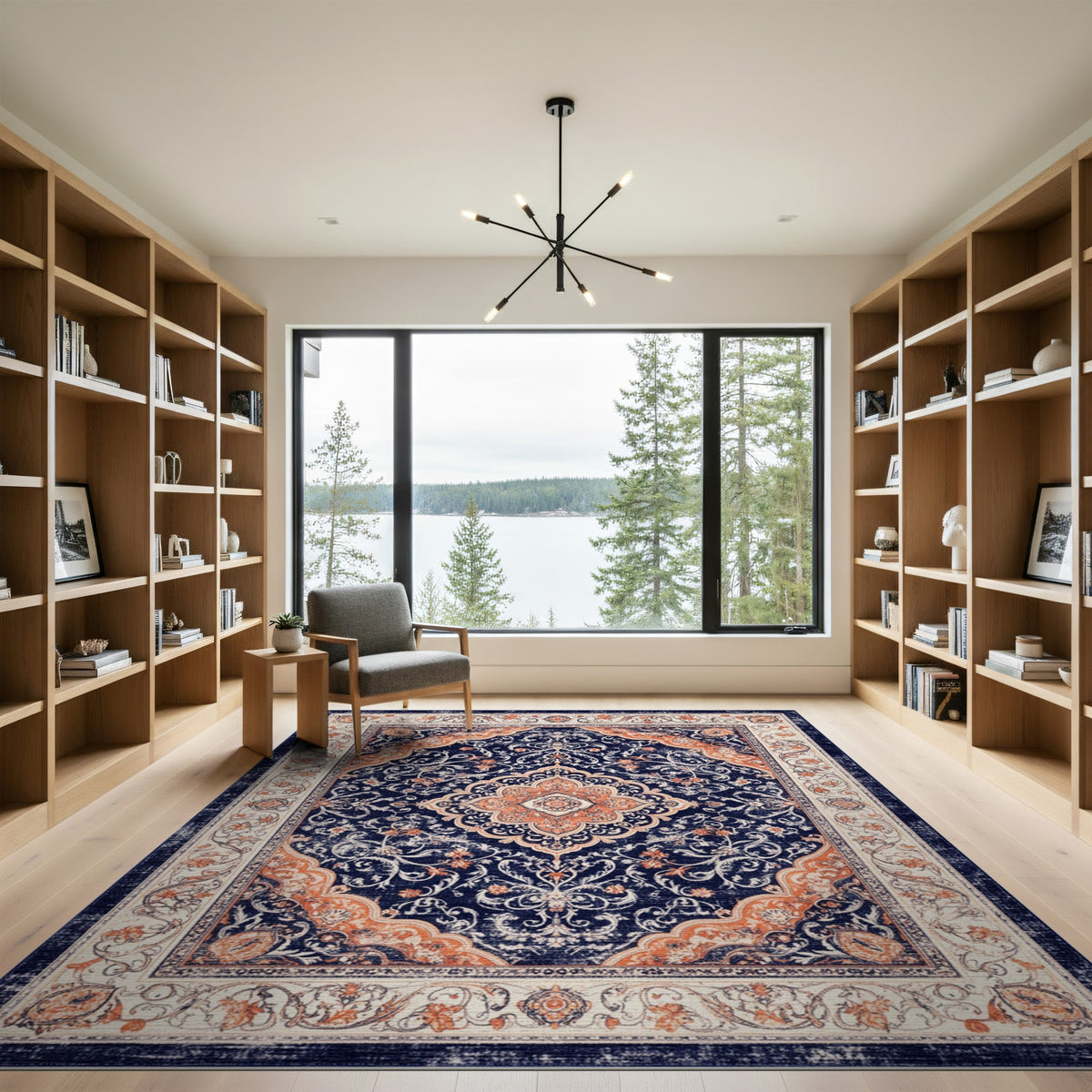 Navy Floral Blue and Teal Navy Blue Persian Floral Medallion Area Rug
