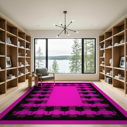 Pink Buffalo Check Geometric Area Rug