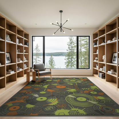 Neon Vinyl Record Area Rug