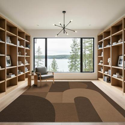 Modern Brown Geometric Arch Area Rug