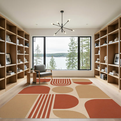 Geometric Modern Red Geometric Abstract Area Rug