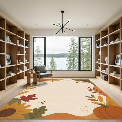Beige Autumn Harvest Pumpkin Area Rug