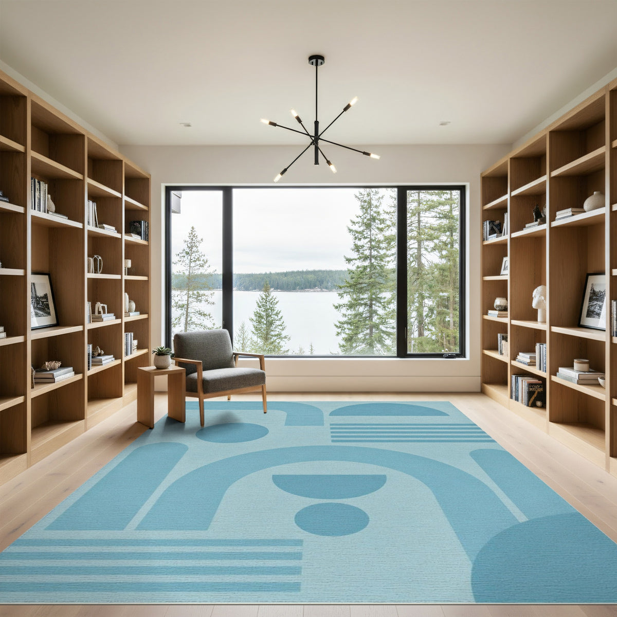 Geometric Modern Blue Geometric Area Rug