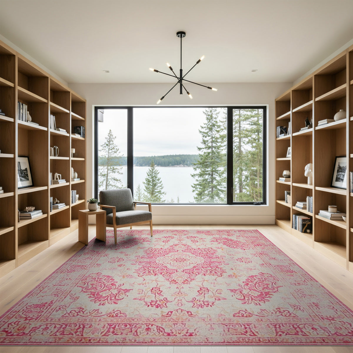 Distressed Vintage Pink Distressed Floral Area Rug