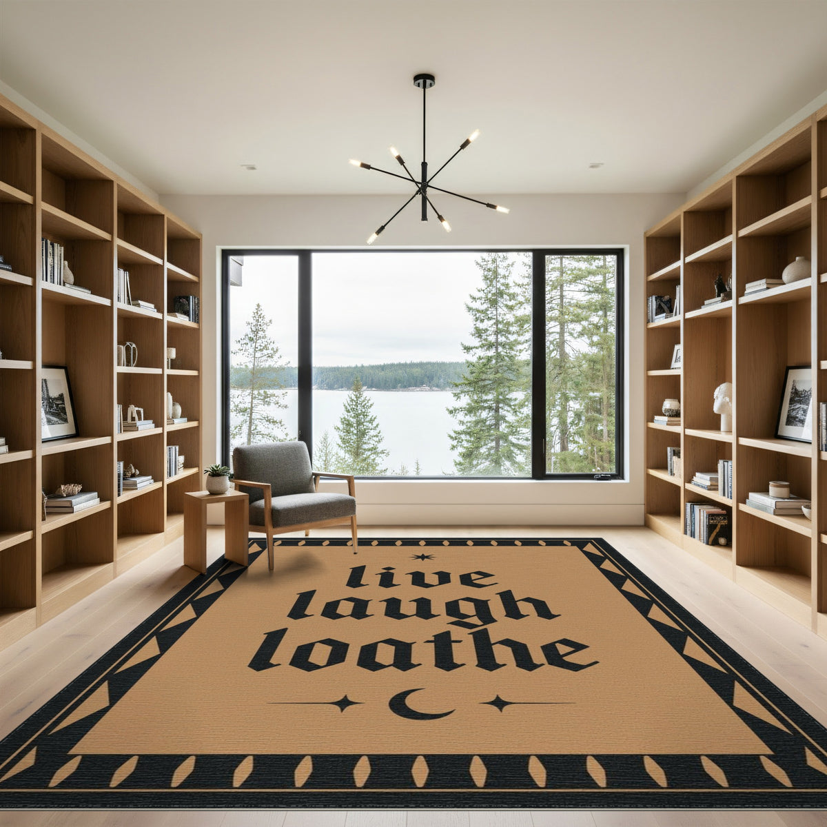 Live Laugh Loathe Brown Area Rug