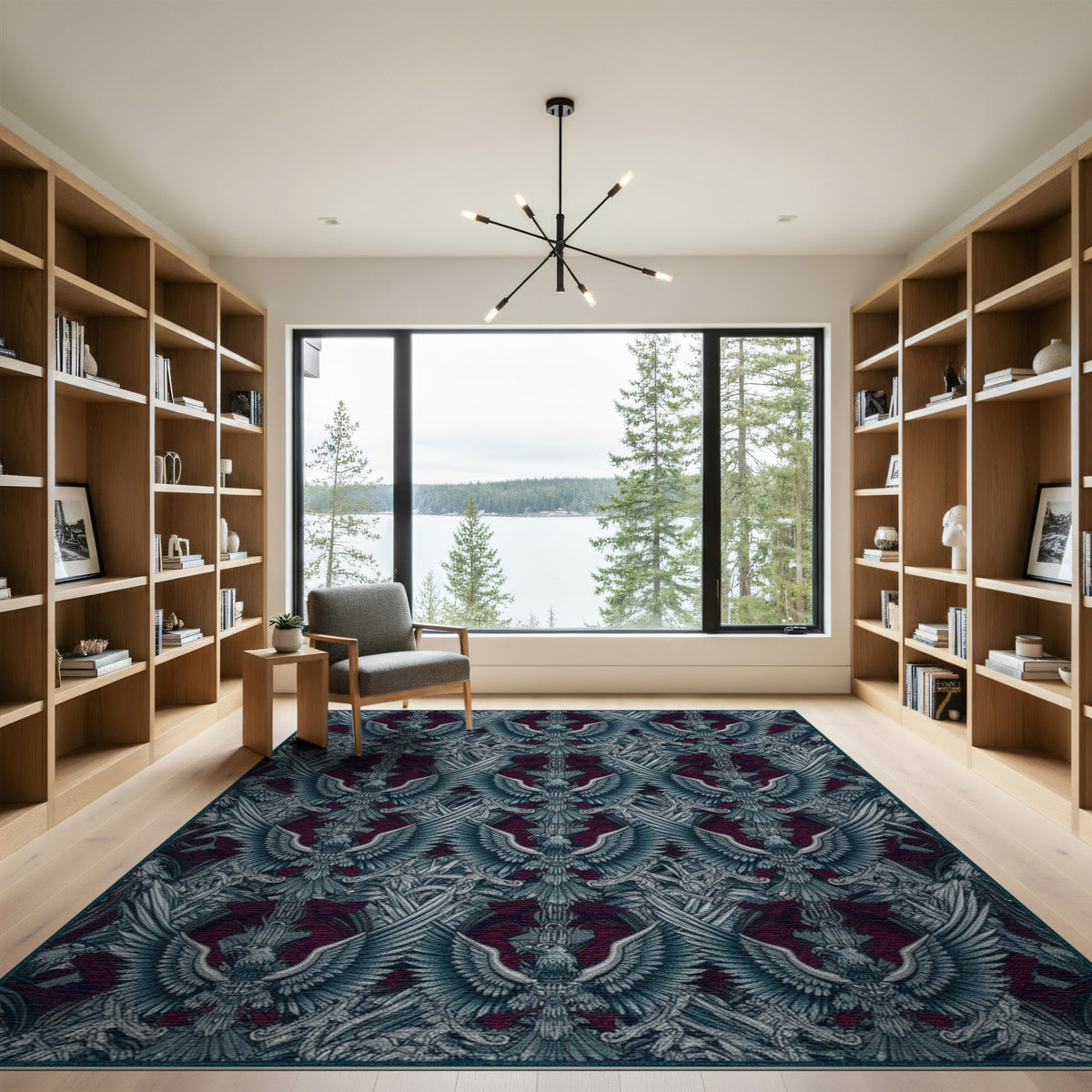 Eagle Wings Blue Teal Area Rug