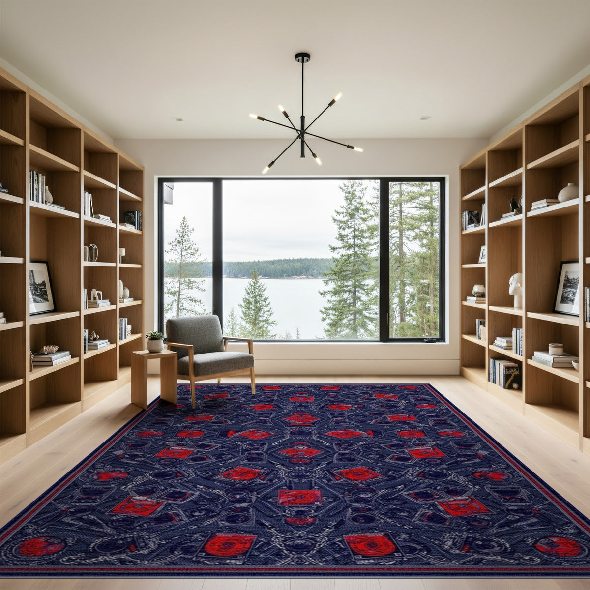 Red Camera Motif Area Rug