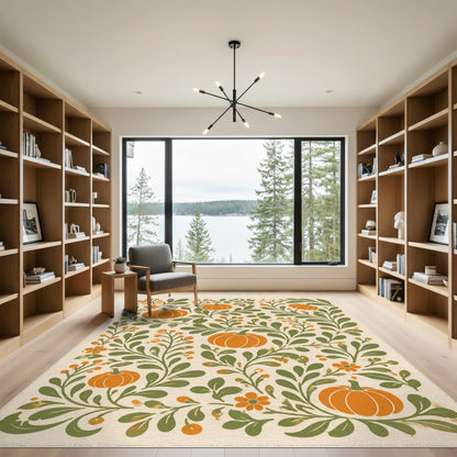 Pumpkin Orange Pumpkin Vine Area Rug