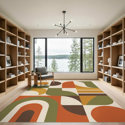 Bold Geometric Area Rug in Earth Tones
