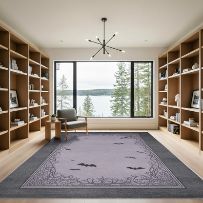 Purple Bat Vine Border Area Rug