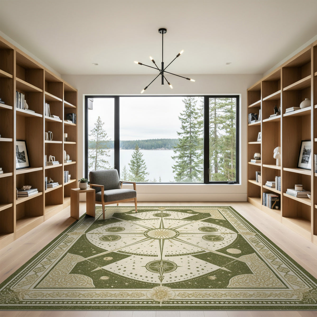 Green Heritage Celestial Compass Rug
