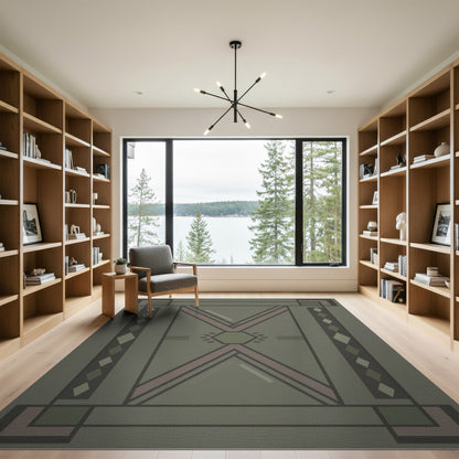 Geometric Green Hexagon Area Rug
