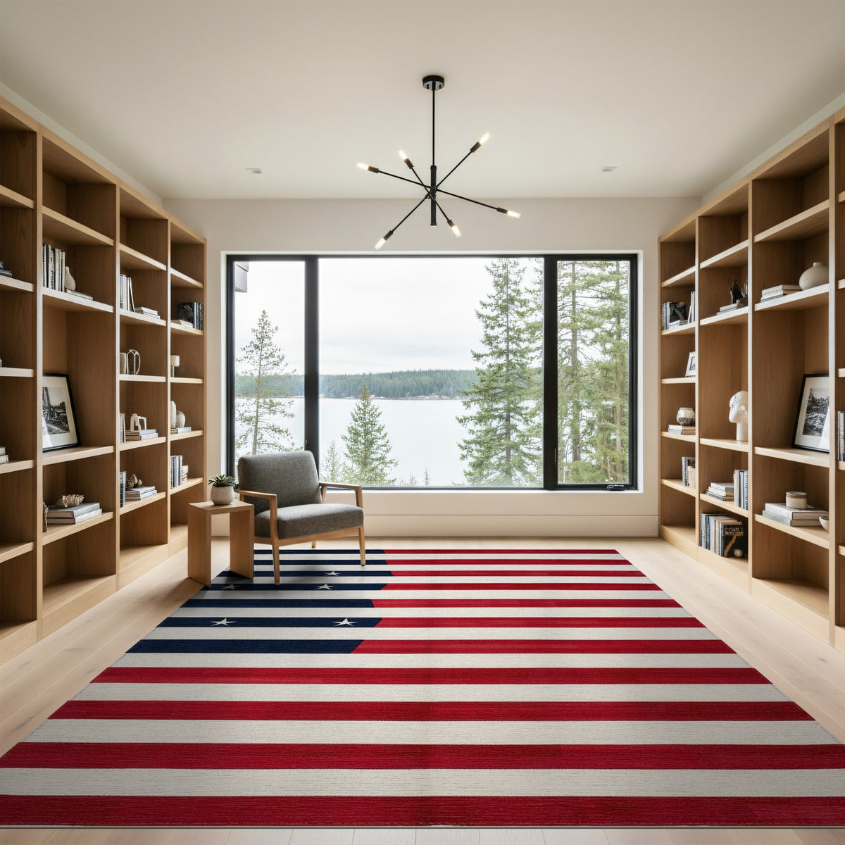 Multi-color and Patterns American Flag Washable Area Rug