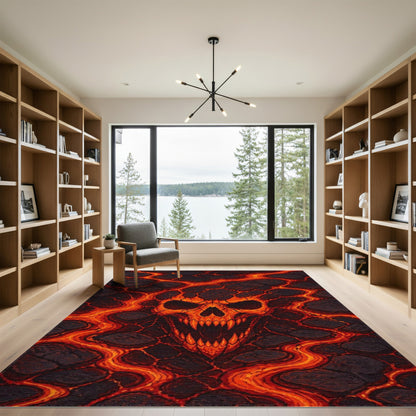 Fiery Skull Lava Area Rug