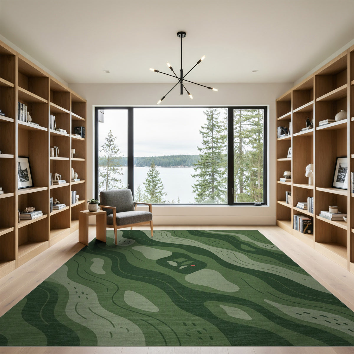 Green Abstract Area Green Wave Abstract Area Rug
