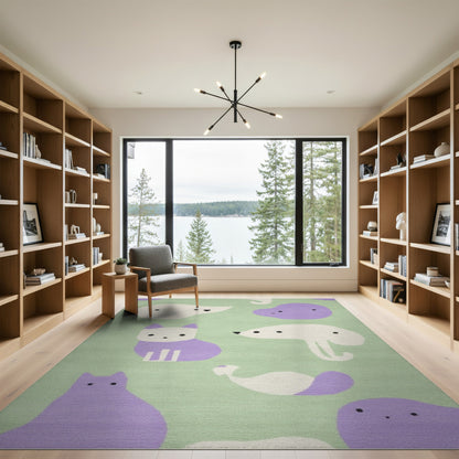 Purple Animal Friends Kids Cartoon Rug
