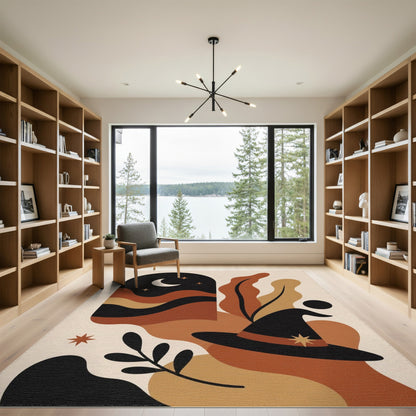 Abstract Witch Hat Moon Area Rug