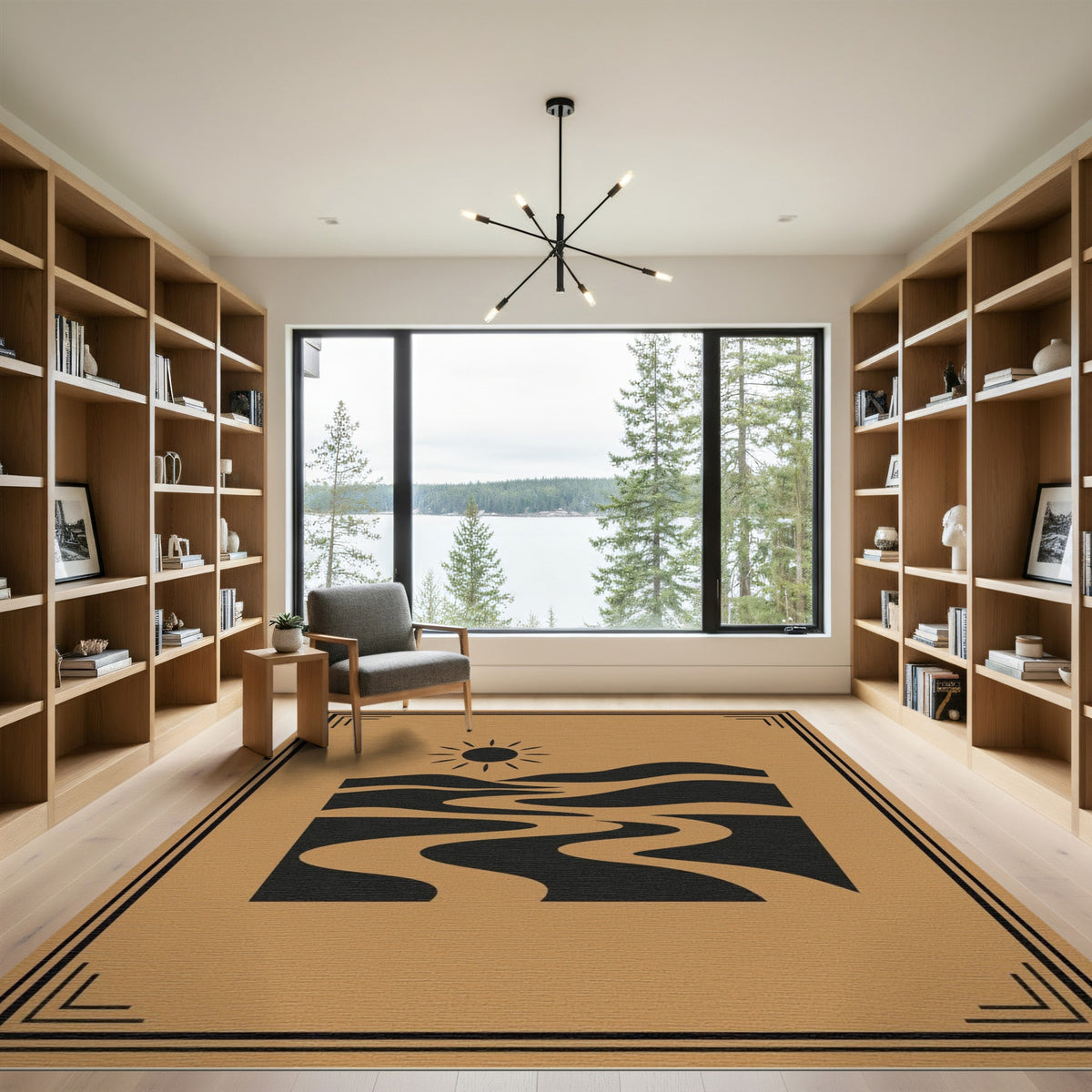 Southwestern Sun Waves Brown Area Rug