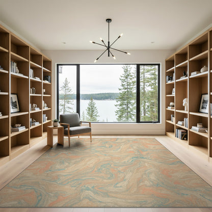 Abstract Marble Swirl Beige Area Rug