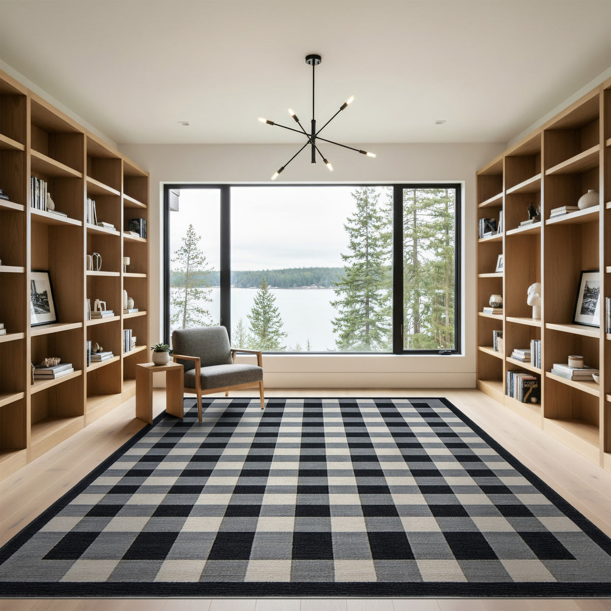Black White Checkered Geometric No. 15 Area Rug
