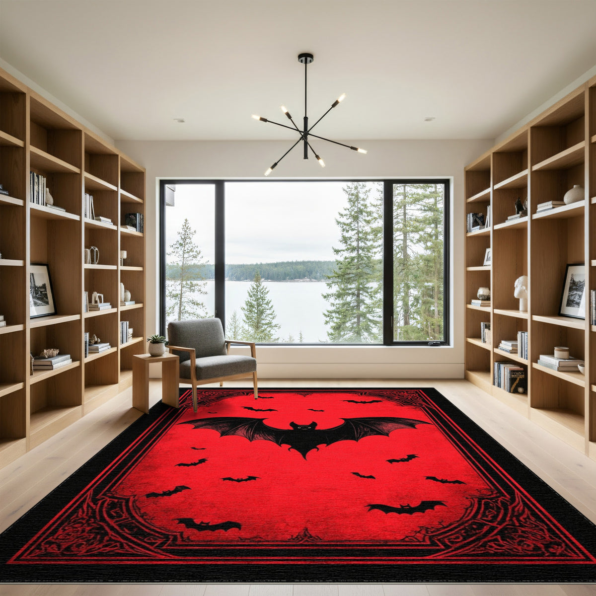 Red Bat Distressed Area Rug