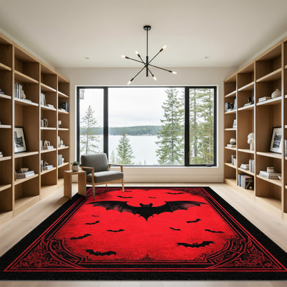 Red Bat Distressed Area Rug