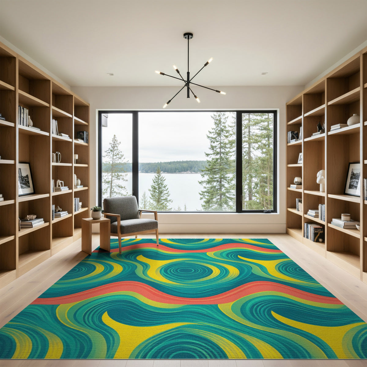 Blue Teal Swirl Abstract No. 4 Area Rug