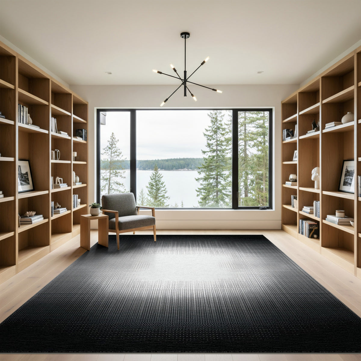 ODIKA Black White Dot Gradient Area Rug