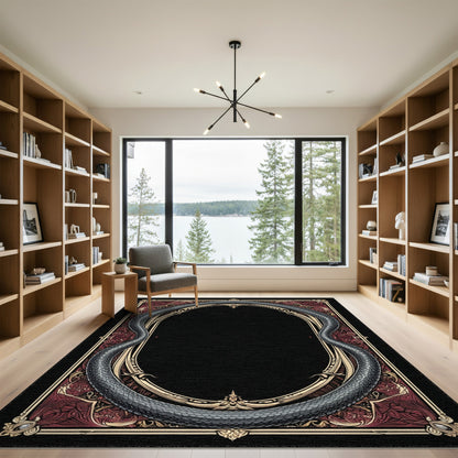 Grey Serpent Ornate Frame Area Rug
