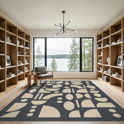Beige Geometric Modern Area Rug