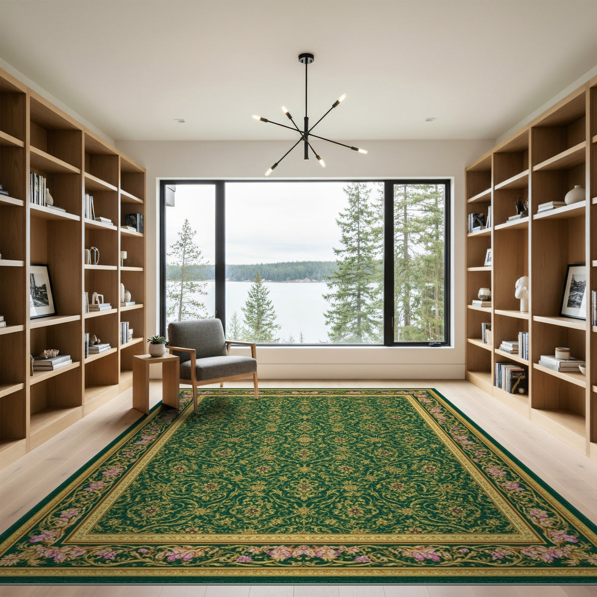 Green Gold Persian Floral Area Rug