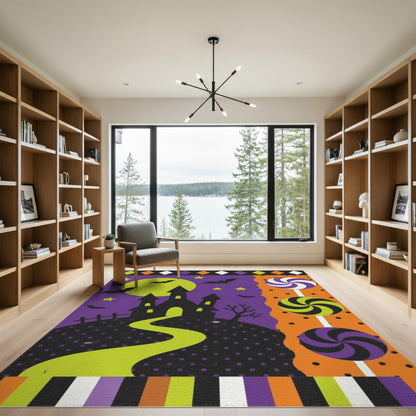 Halloween Castle Kids Washable Area Rug