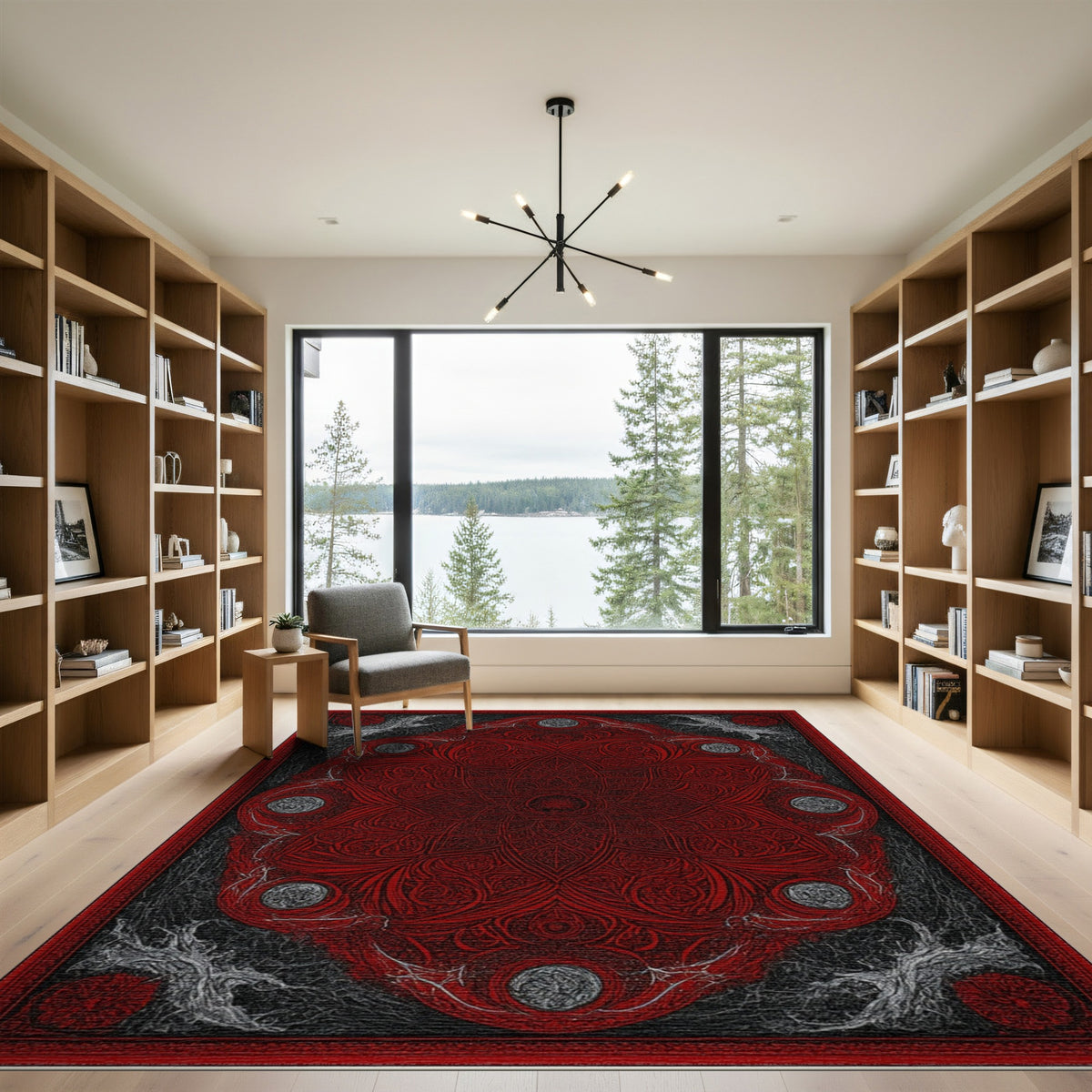 Red Ornate Medallion Persian Traditional Persian Area Rug
