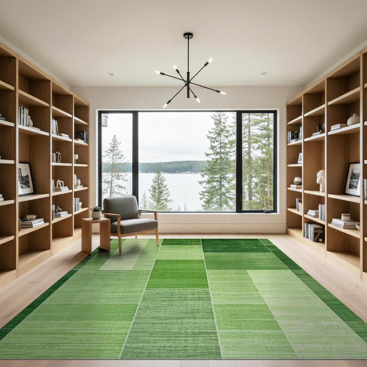 Geometric Modern Lush Green Geometric Block Area Rug