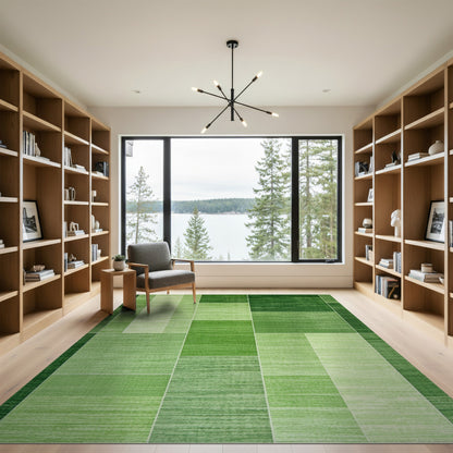 Geometric Modern Lush Green Geometric Block Area Rug