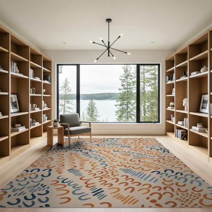 Multi-Color Abstract Curves Area Rug