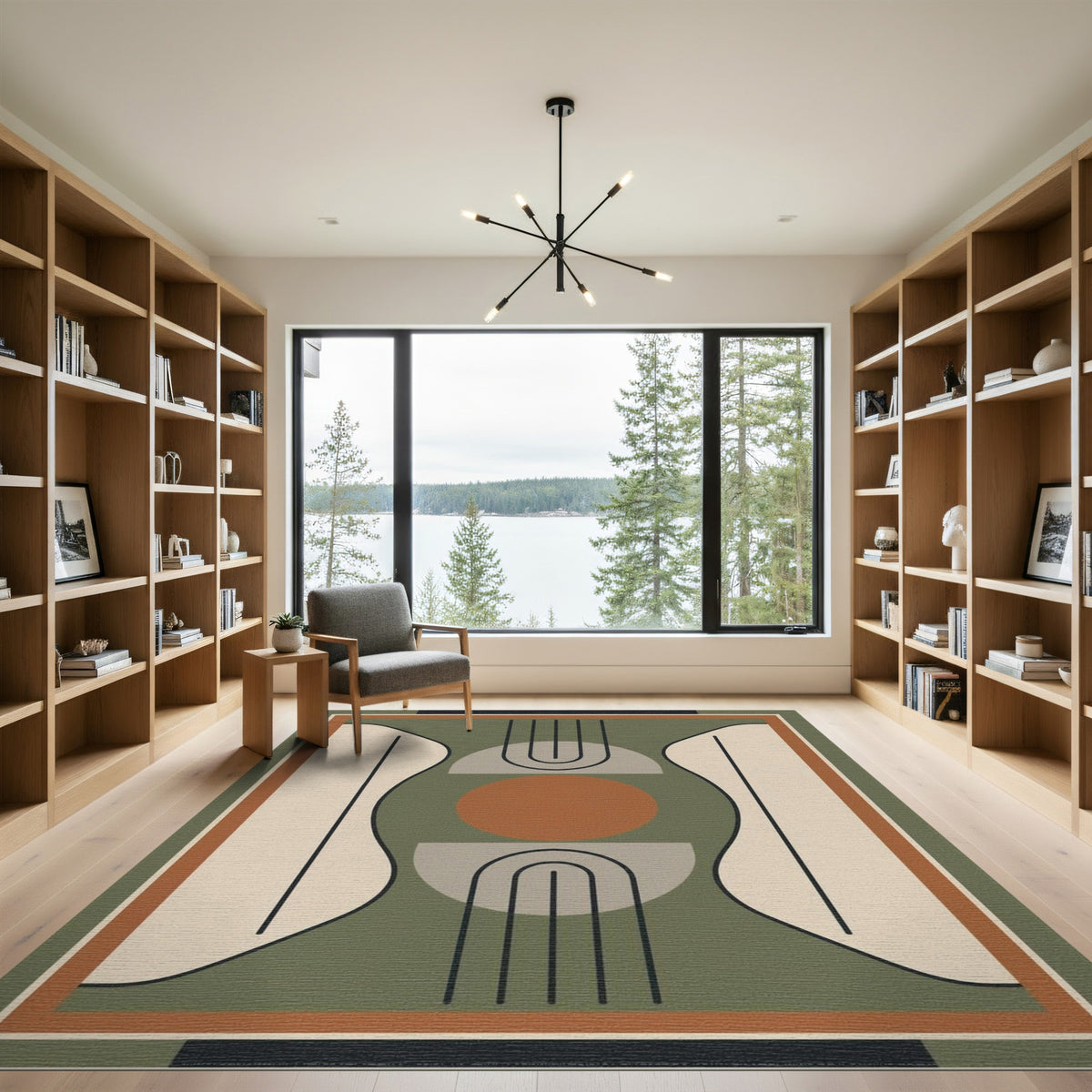 Green Geometric Arch Area Rug