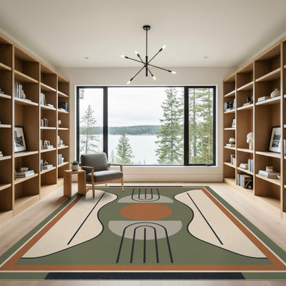 Green Geometric Arch Area Rug
