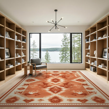 Southwestern Horse Area Rug in Brown Tan