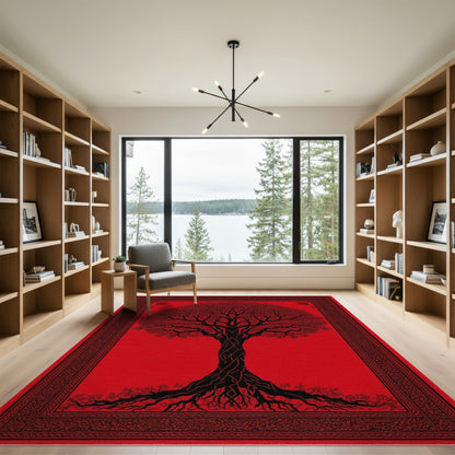 Red Tree of Life Area Rug